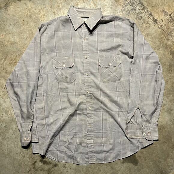 Vintage 70s Kingsport Plaid Pattern Button Up Shirt - Picture 1 of 4